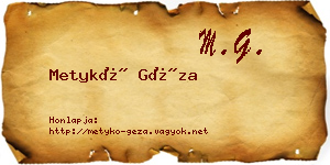 Metykó Géza névjegykártya