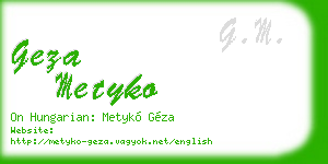 geza metyko business card